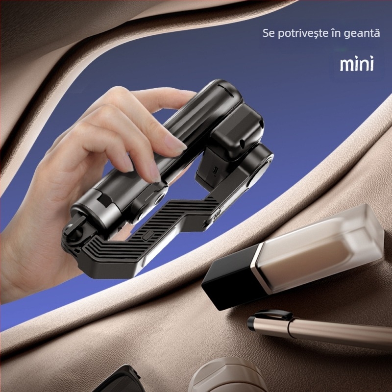 Gimbal inteligent pentru telefon cu recunoaștere facială AI — rotire 360°, urmărire facială, stabilizare, iluminare încorporată pentru streaming live