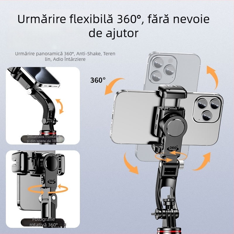 Stabilizator Gimbal cu trepied extensibil și telecomandă Bluetooth pentru telefon – corp din aliaj de aluminiu, compatibil universal, suport IBIS