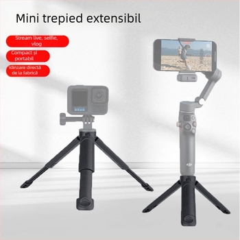 Trepied mini telescopic în două secțiuni pentru telefon – ABS, capacitate de încărcare până la 2 kg, greutate 83 g, fotografiere stabilă