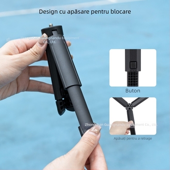 Trepied mini telescopic în două secțiuni pentru telefon – ABS, capacitate de încărcare până la 2 kg, greutate 83 g, fotografiere stabilă