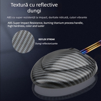 Oglindă retrovizoare pentru motociclete și scutere electrice – oglindă ovală rotativă din fibră de carbon cu reflector, carcasă din sticlă + ABS