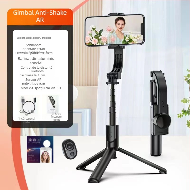Stabilizator gimbal pentru telefon – mână, anti-tremur, suport telefon, trepied pentru selfie, Bluetooth și telecomandă