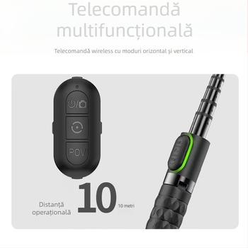 A6 stabilizator gimbal cu un singur ax pentru telefon, Bluetooth, selfie stick retractabil, anti-șoc, lumină LED