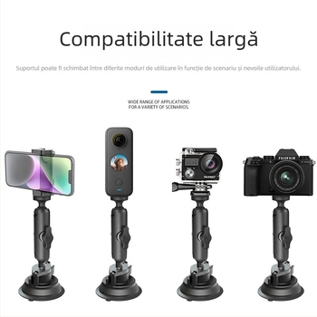 Weijiesi Suport universal pentru telefon în mașină, bază cu ventuză și cap cu articulație sferică, material: plastic + aliaj de aluminiu