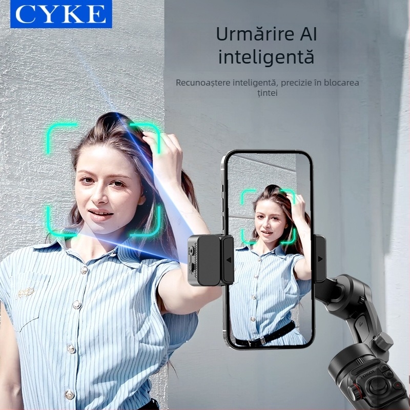 Cyke6 stabilizator pentru telefon cu trei axe, urmărire facială, suport pentru streaming live, stabilizator de birou extensibil cu telecomandă