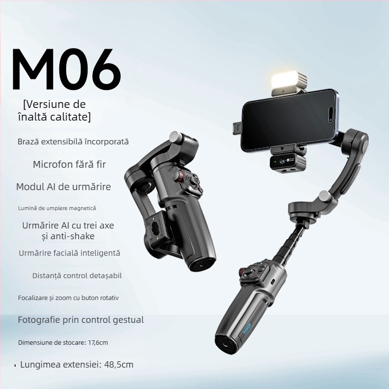 Cyke6 stabilizator pentru telefon cu trei axe, urmărire facială, suport pentru streaming live, stabilizator de birou extensibil cu telecomandă