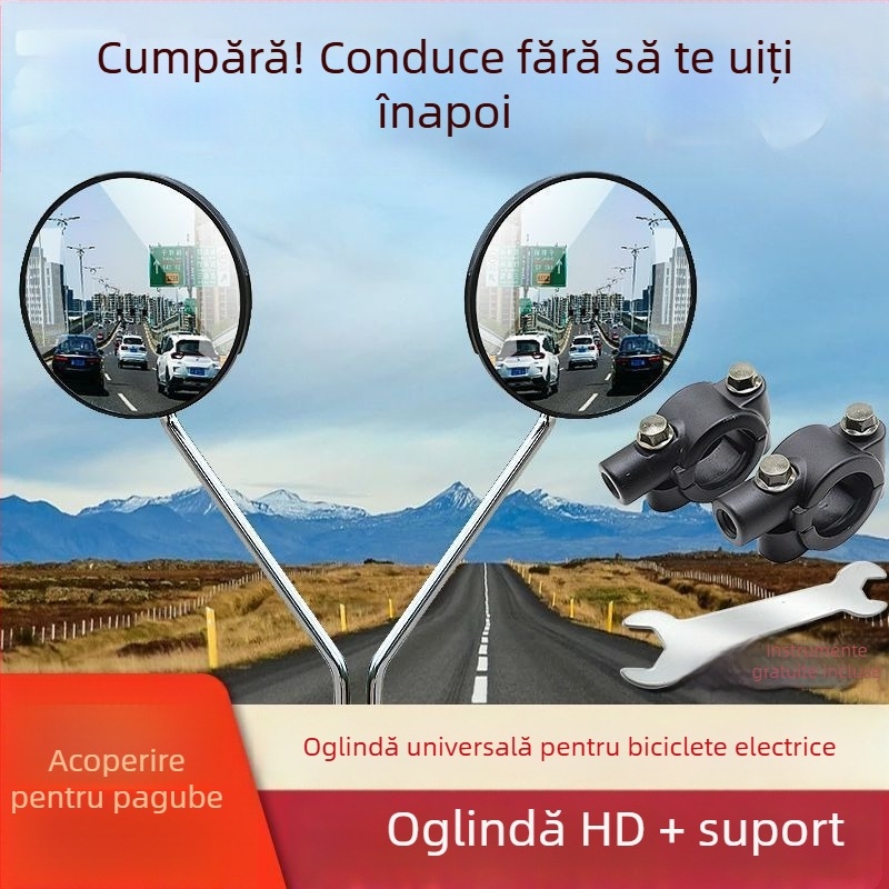 Oglindă retrovizoare rotundă, universal compatibilă cu vehicule electrice și motociclete