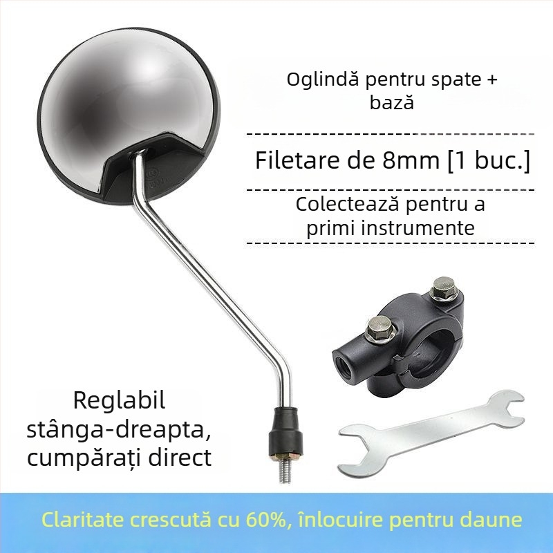 Oglindă retrovizoare rotundă, universal compatibilă cu vehicule electrice și motociclete