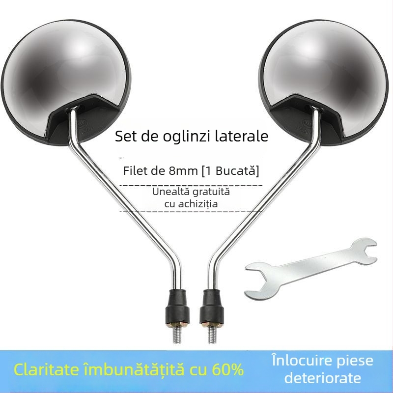 Oglindă retrovizoare rotundă, universal compatibilă cu vehicule electrice și motociclete
