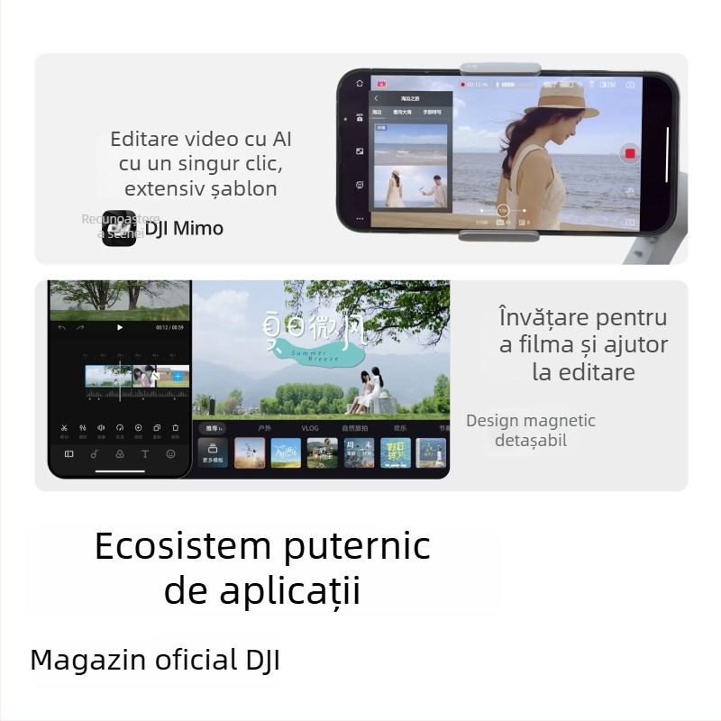 DJI Osmo Mobile SE gimbal de mână cu 3 Axe – stabilizator pliabil, carcasă din plastic, Bluetooth suportat, gata pentru selfie