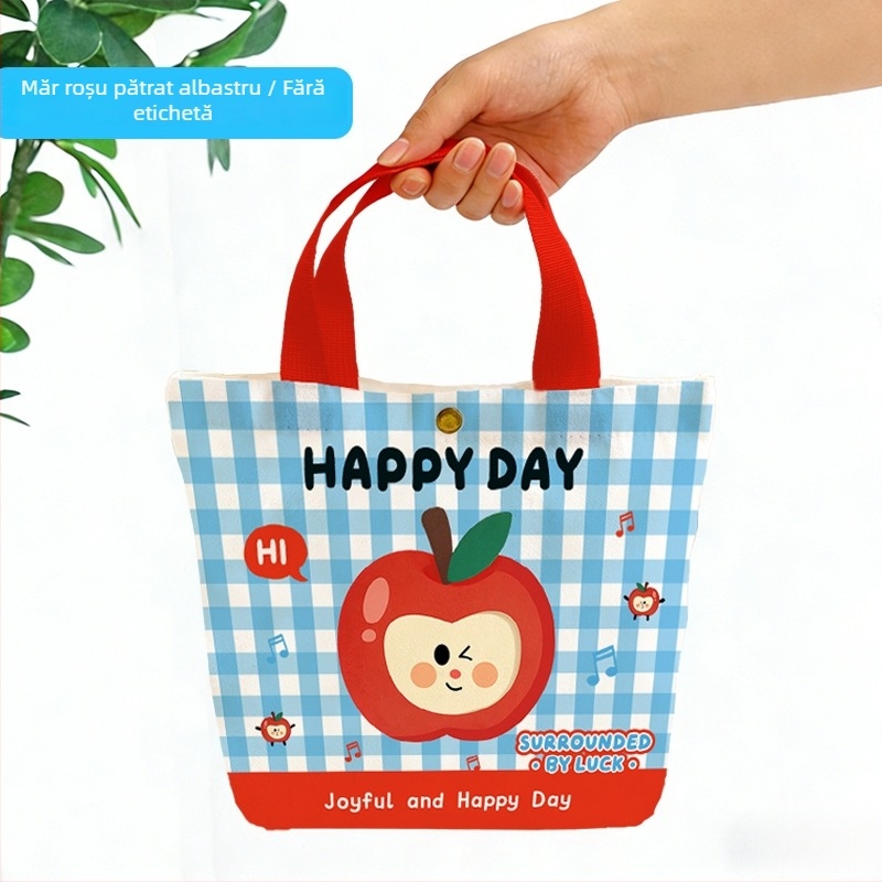 Geantă de pânză pentru copii, cu design desen animat, gentuță cadou personalizabilă, cusută