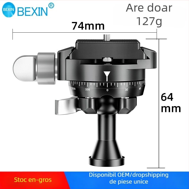 Beixin mini cap de gimbal sferic invertit pentru camere SLR/mirrorless — rotație 360° orizontală și verticală, aliaj de aluminiu, 127 g