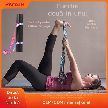 Bandă de întindere pentru yoga | Curea din nailon pentru yoga | Brand: YAOXIN | Produse auxiliare pentru yoga | Potrivit pentru echipamente de fitness, masaj de sănătate și bodybuilding