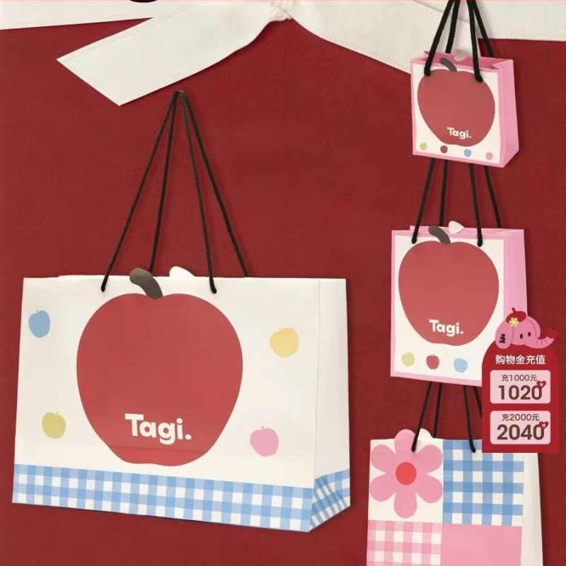 Tagi Geantă tote cu imprimare Apple Cartoon Graffiti, 250 g Film de înaltă calitate, Origine Guangzhou