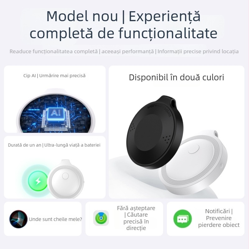 Hey tag tracker anti-pierdere pentru iOS, baterie 230mAh, greutate 22,5 g, potrivit pentru oameni, obiecte și animale de companie