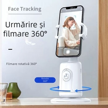 Stabilizator gimbal pentru telefon cu urmărire facială P01 – fără aplicație, urmărire complet automată, rotație orizontală de 360°