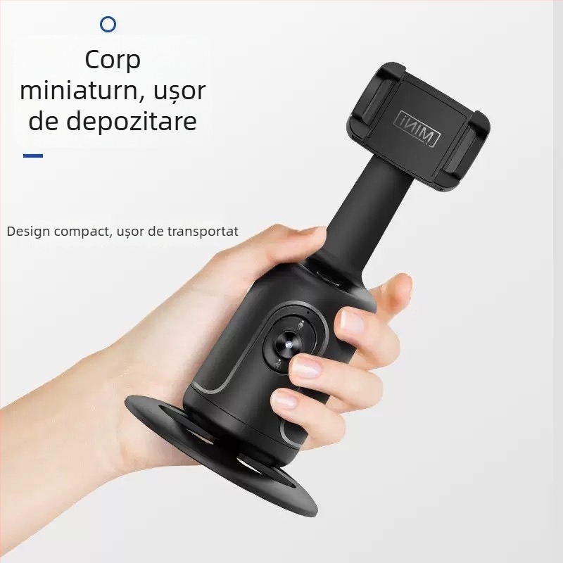 Stabilizator gimbal pentru telefon cu urmărire facială P01 – fără aplicație, urmărire complet automată, rotație orizontală de 360°