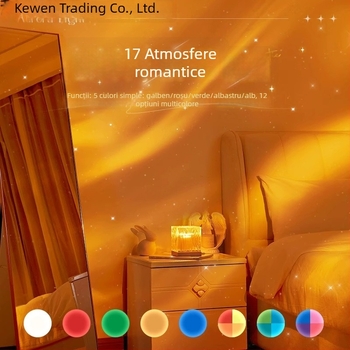 Lampă de podea LED cu proiector pentru cerul înstelat, cu efecte de valuri ale apei și auroră, acoperire până la 30 m², stil nordic