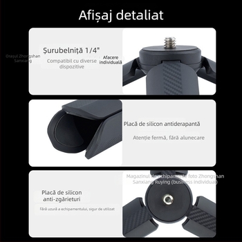 Km-05 Bază de stabilizare desktop — ABS, până la 2 kg, 1 secțiune, compatibil cu DJI Pocket 3, camere de acțiune, camere fără oglindă și clips pentru telefon