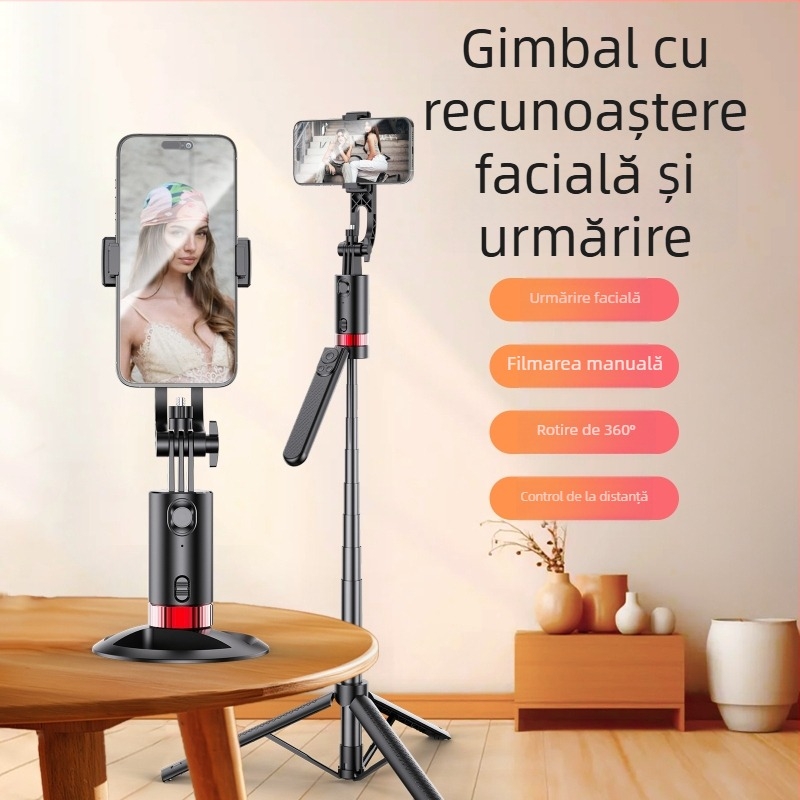 Stabilizator gimbal pentru telefon cu telecomandă, lumină de umplere, Bluetooth — aliaj de aluminiu + ABS, suport pentru stabilizare în corp