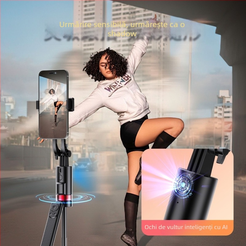 Stabilizator gimbal pentru telefon cu telecomandă, lumină de umplere, Bluetooth — aliaj de aluminiu + ABS, suport pentru stabilizare în corp