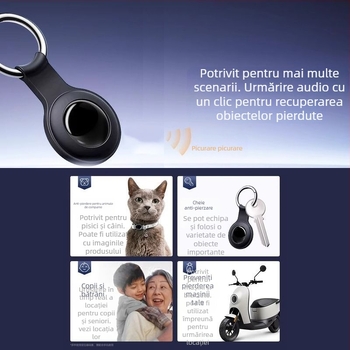 Locator GPS anti-pierdere – alternativă Airtag, breloc pentru chei și geantă, T-01, ABS