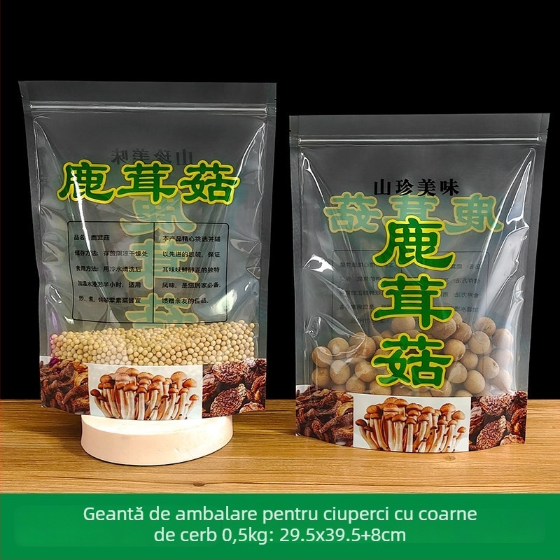 Pungă de ambalaj pentru ciuperci Deer Antler cu fermoar – material alimentar compozit, origine Jieyang, Guangdong; brand And; fără imprimare logo