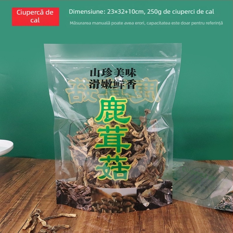 Pungă de ambalaj pentru ciuperci Deer Antler cu fermoar – material alimentar compozit, origine Jieyang, Guangdong; brand And; fără imprimare logo
