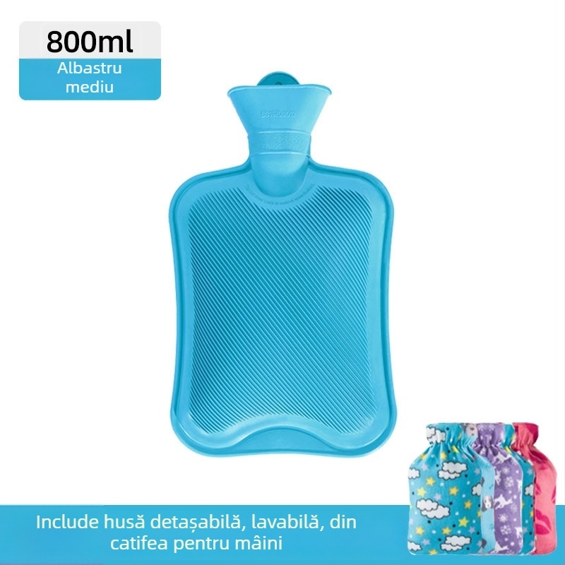Borcăna de apă fierbinte din cauciuc, îngroșată și etanșă, pentru mâini, burtă și picioare (greutate 0.3 kg; material: cauciuc; încălzire: încărcare cu apă; părți aplicabile: mâini, abdomen, picioare)