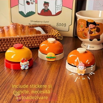 Sonerie de servire manuală, ornament metalic cu desen animat, oțel-carbon; model WJZH-041; realizare Handmade DIY; potrivit pentru casă, birou, restaurant, hotel