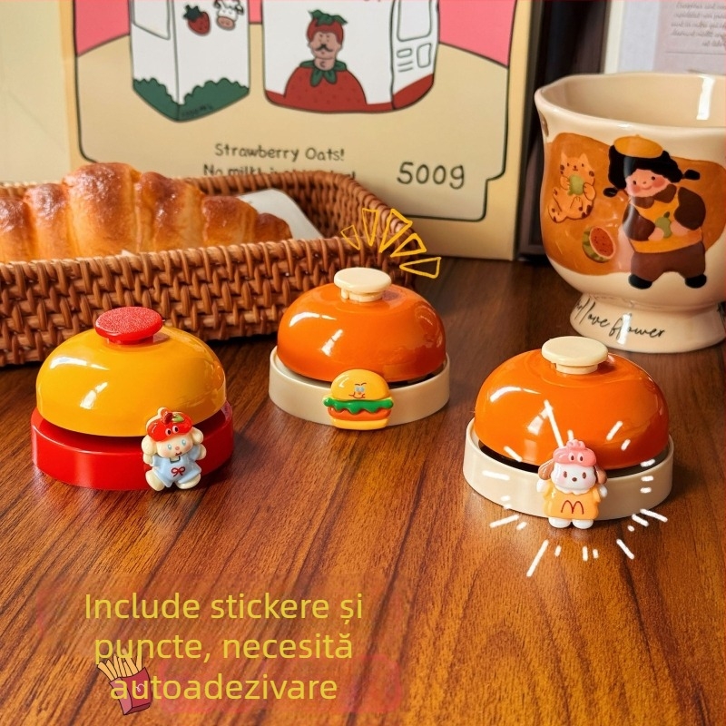 Sonerie de servire manuală, ornament metalic cu desen animat, oțel-carbon; model WJZH-041; realizare Handmade DIY; potrivit pentru casă, birou, restaurant, hotel