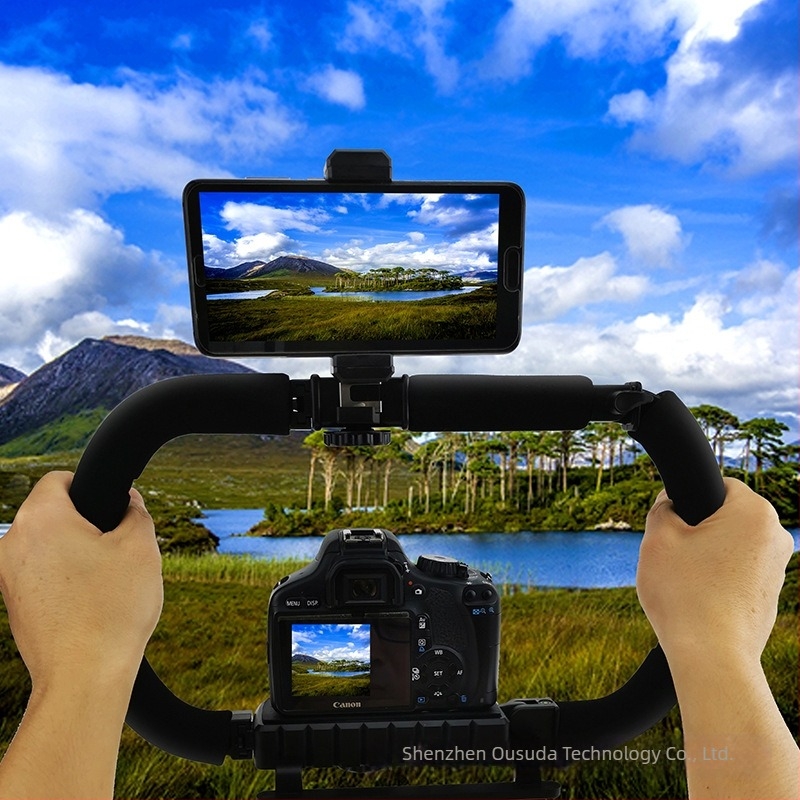 Stabilizator de cameră pliabil pentru streaming de pe dispozitivul mobil – stabilizator DSLR manual, încărcare maximă 3 kg, ABS plastic, greutate 0,408 kg