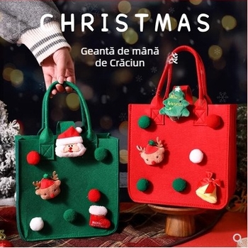 Orun Geantă cadou din fetru pentru Crăciun, gravură cu laser, logo personalizabil, stil cartoon, origine Nangong
