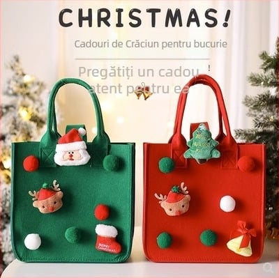 Orun Geantă cadou din fetru pentru Crăciun, gravură cu laser, logo personalizabil, stil cartoon, origine Nangong