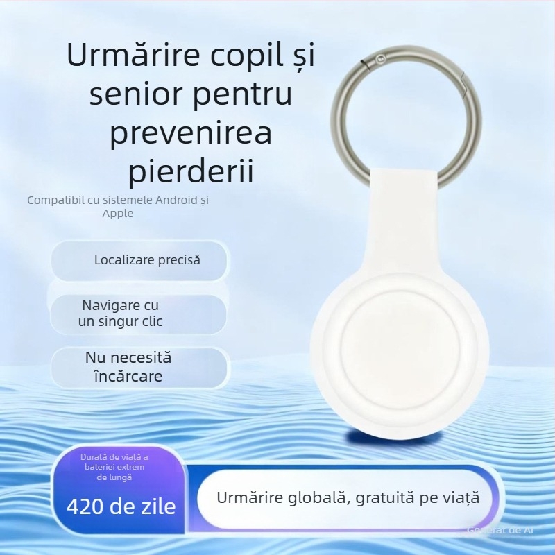 Aika Ak18b Localizator GPS Mini Android – Anti-pierdere, Lanț de chei pentru vârstnici și copii, Compatibil Android și iOS, Rază mondială, USB 2.0, Baterie de 240 mAh