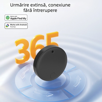 Dispozitiv global de localizare anti-pierdere, Dual-System, model F08, greutate 7 g, baterie 230 mAh, rază 10 m, compatibil cu Android și iOS