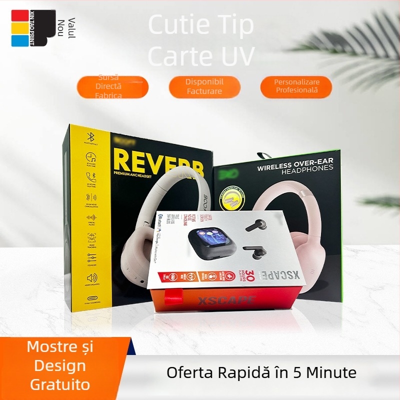 Cutie de ambalaj tip carte cu imprimare UV, ștampilare la cald, design gol, relief concav-convex, hârtie-carton