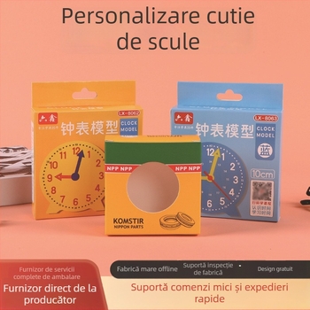 Cutie de ambalare pentru ceasuri din carton alb laminat, cu fereastră, pliabilă, cu cârlig, dimensiuni interioare/exterioare personalizabile