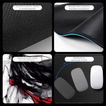 Pad de mouse din cauciuc natural, o singură față, imprimare prin transfer termic, stil animație desenată