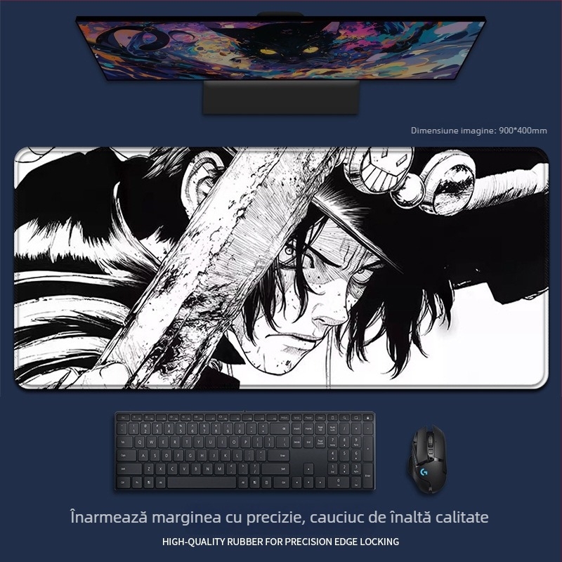 Pad de mouse din cauciuc natural, o singură față, imprimare prin transfer termic, stil animație desenată