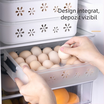 Cutie pentru ouă pentru frigider cu capac – Transparent, plastic alimentar, etanșare, păstrare proaspătă
