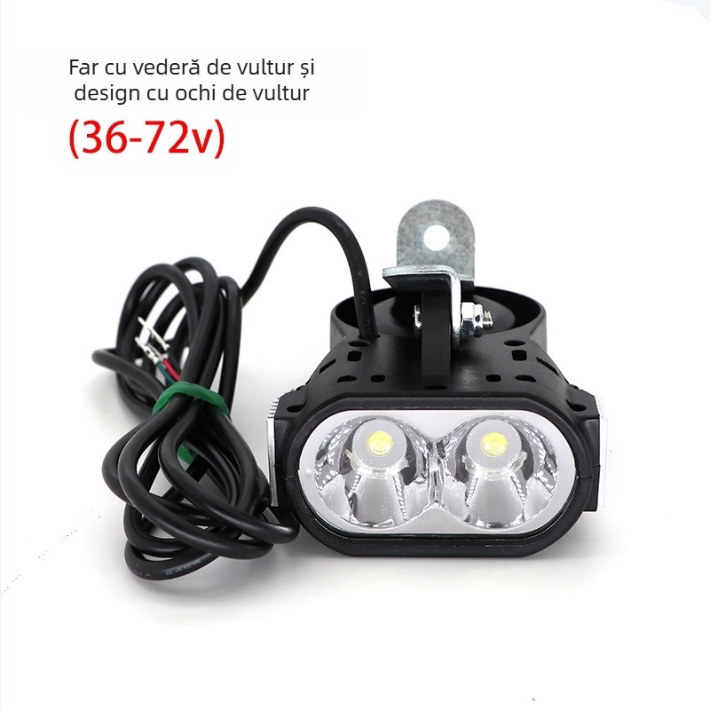 12W lampă frontală și claxon 2 în 1 pentru biciclete electrice cu baterie litiu — montaj exterior rezistent la apă