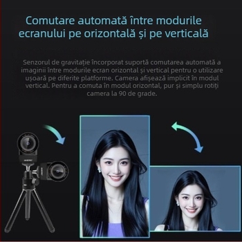 Aoni NX6S cameră web pentru streaming live, cu filtru de înfrumusețare, focalizare rapidă, USB, 4K HD, microfon încorporat