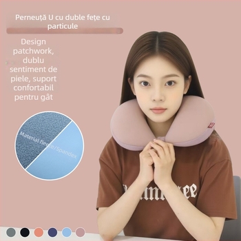 Recreation House Pernă de gât în formă de U, cu umplutură din particule de spumă, material Spandex + polar fleece, design modern minimalist