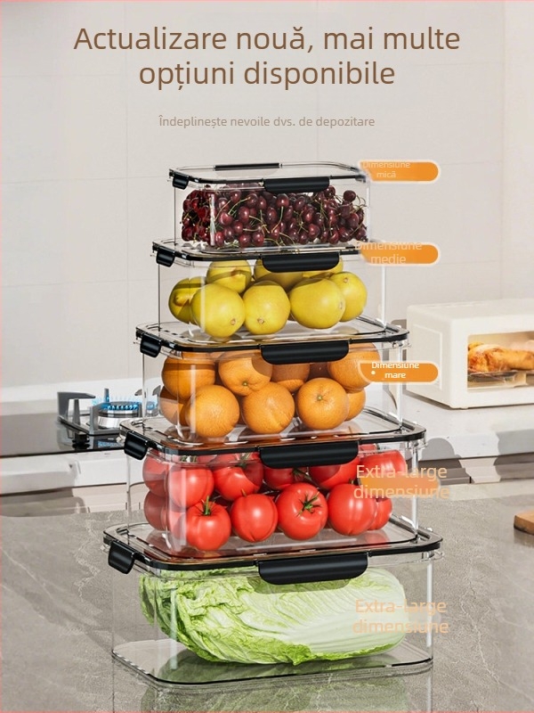 Cutie de depozitare alimentară din PET, transparent etanș, pentru congelare, rezistent la umezeală, cu capacitate mare pentru fructe și legume