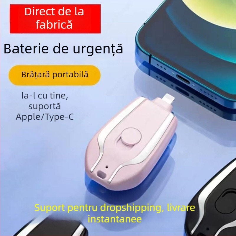 Baterie externă de urgență tip breloc K100, din plastic, 45 g, Portabil pentru exterior