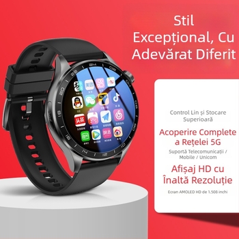 Ceas inteligent cu slot SIM, Android OS, poziționare GPS, monitorizare a sănătății, ecran AMOLED