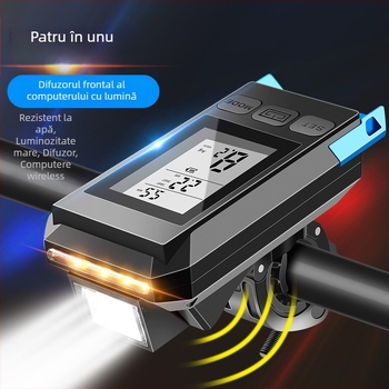 Fujizhe odometrul fără fir pentru bicicletă cu claxon și far frontal – echipament multifuncțional