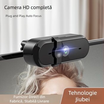 Cameră web USB HD cu autofocus (1080p, 30fps, USB 2.0, fără driver, microfon încorporat)