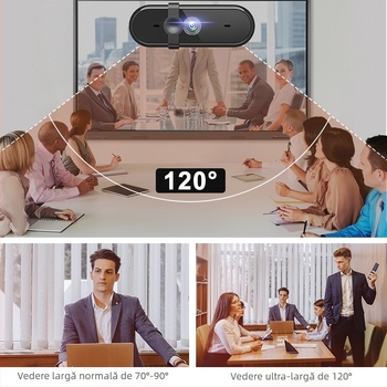Cameră web USB HD cu autofocus (1080p, 30fps, USB 2.0, fără driver, microfon încorporat)